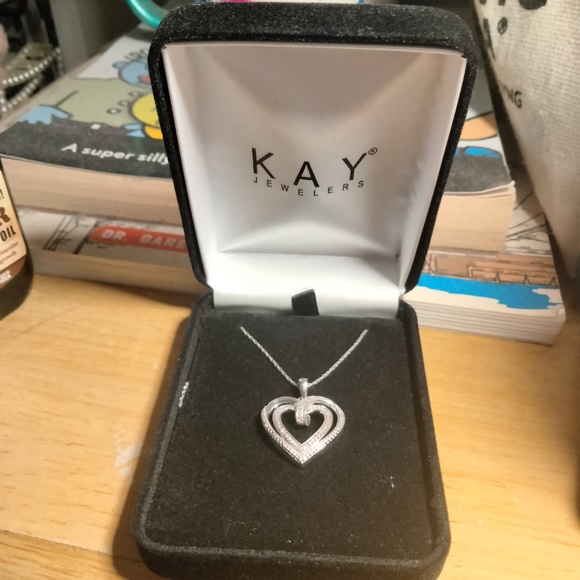 Kay Jeweler's Diamond Heart Necklace Sterling Silver 18" - Picture 1 of 4